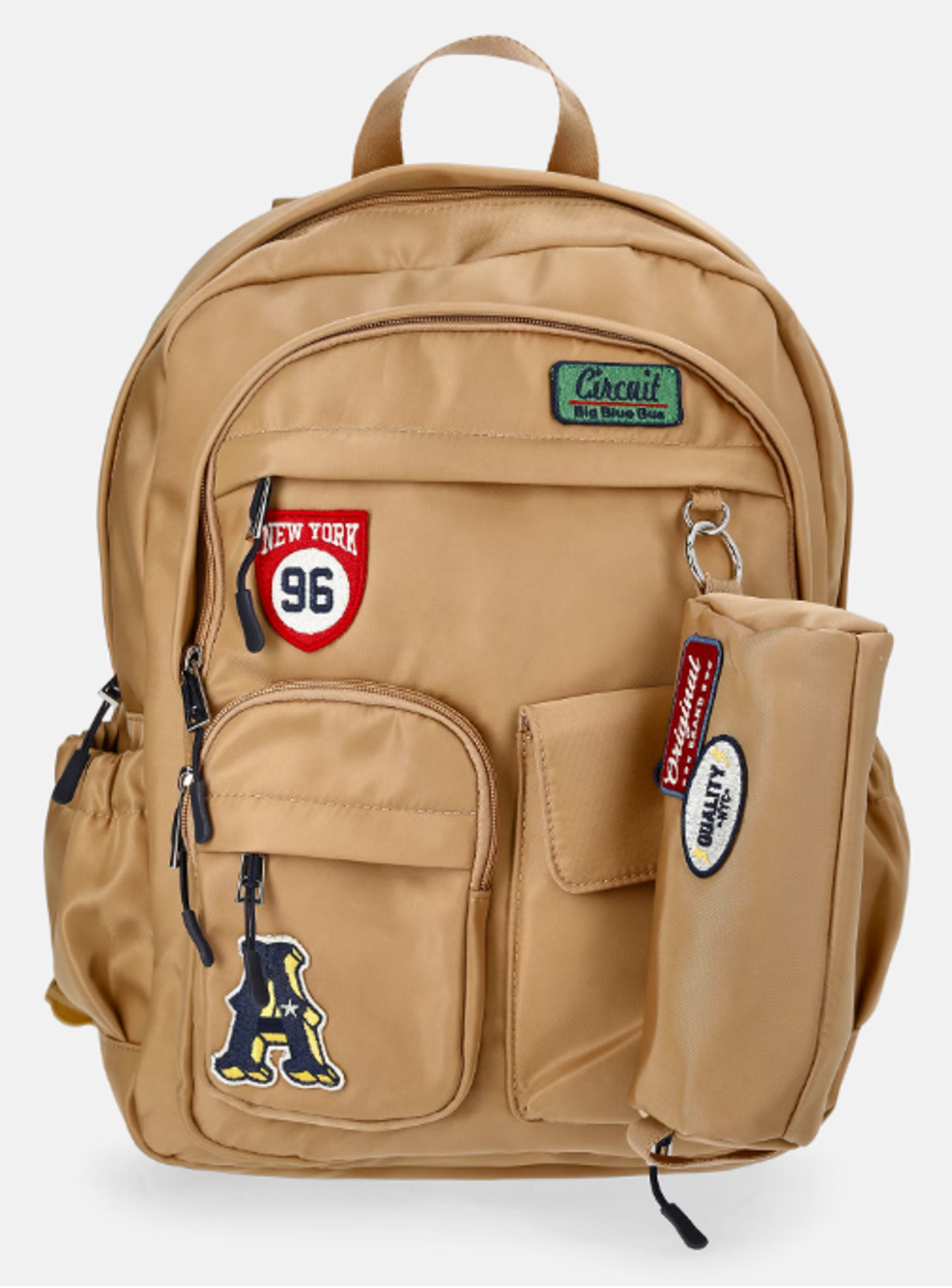 Weekend Academy Girls Tan Cargo Backpack Patches Detachable Pouch School Bag NWT